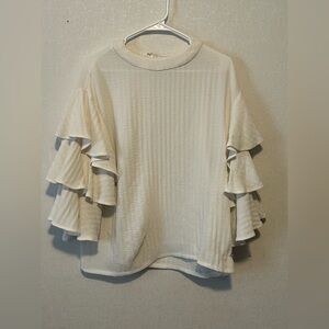 Endless Rose | Cream Ruffle Sleeve Top | Size Large